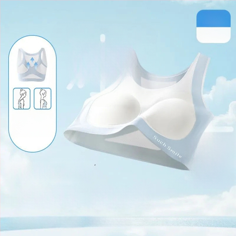 Pubertáskorú lányoknak szánt sportmelltartó (12–15 évesek), teljes kosár, vékony formázott kosár, Nylon alapanyag (70–80%), rögzített kettős pántok, légies és formázó