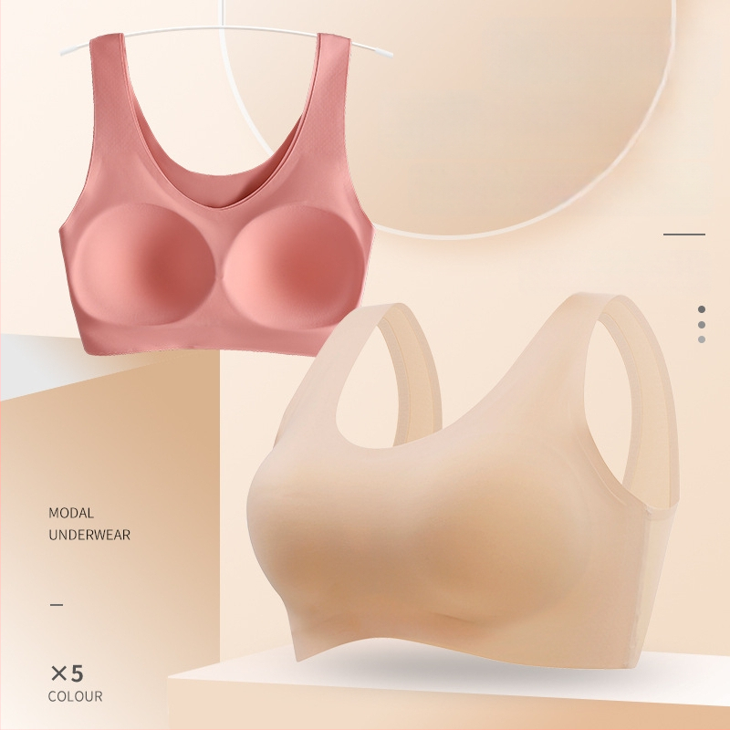 Bezšuvju sporta krūšturis no ledus zīda ar pilnu kausu, fiksētiem kausiem un sānu krūšu atbalstu