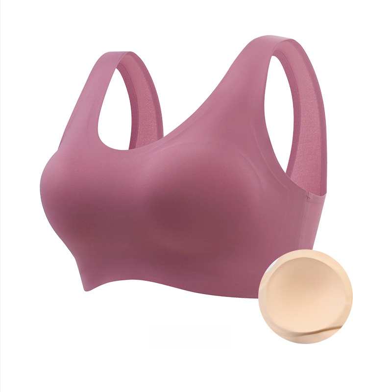 Bezšuvju sporta krūšturis no ledus zīda ar pilnu kausu, fiksētiem kausiem un sānu krūšu atbalstu