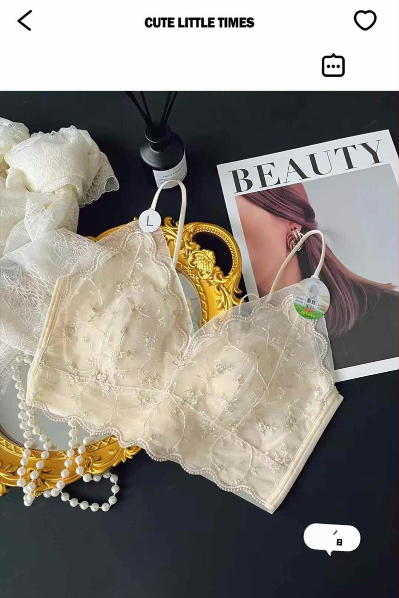 6272 Sieviešu vasaras mežģīņu krūšturis ar bezšuvju muguru, galvenais materiāls neilons, iekšējā odere kokvilna, plānas veidotas kauss, fiksētas dubultās siksnas