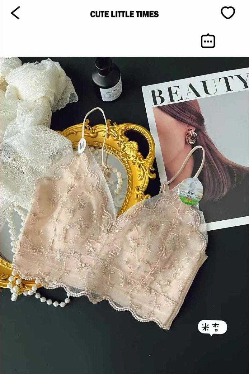 6272 Sieviešu vasaras mežģīņu krūšturis ar bezšuvju muguru, galvenais materiāls neilons, iekšējā odere kokvilna, plānas veidotas kauss, fiksētas dubultās siksnas