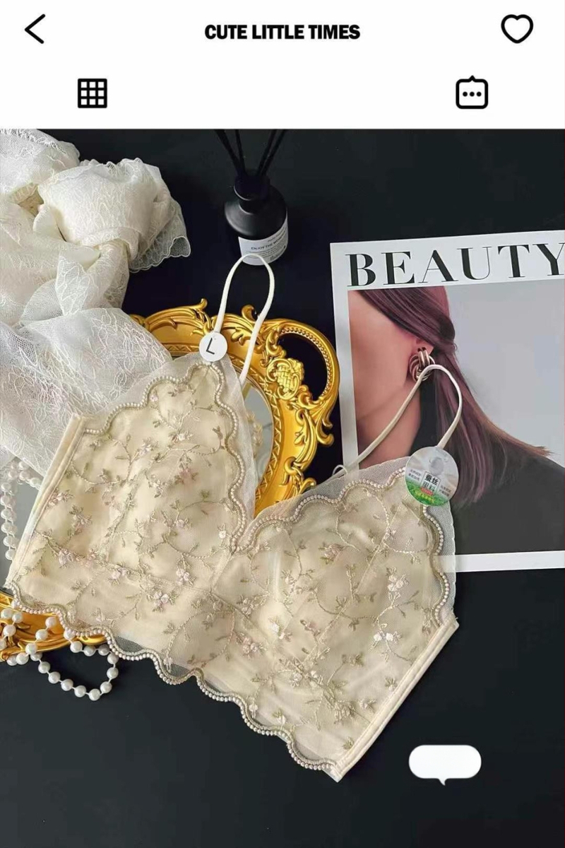 6272 Sieviešu vasaras mežģīņu krūšturis ar bezšuvju muguru, galvenais materiāls neilons, iekšējā odere kokvilna, plānas veidotas kauss, fiksētas dubultās siksnas