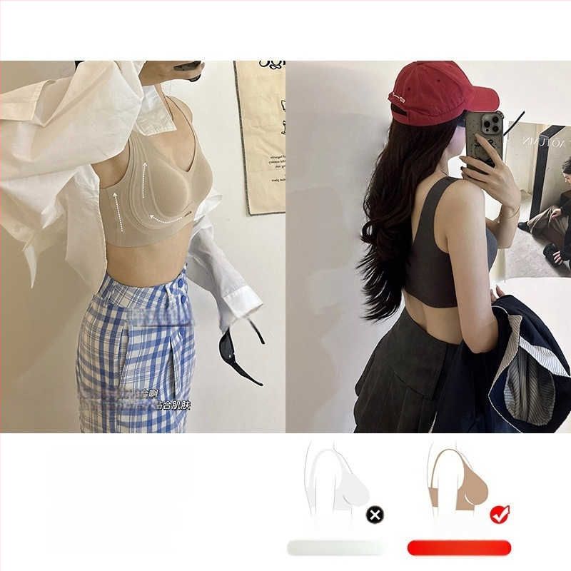 2306 Jesensko–zimski brushed grudnjak bezšivan u stilu prsluka, push-up, anti-sagging, meka potpora