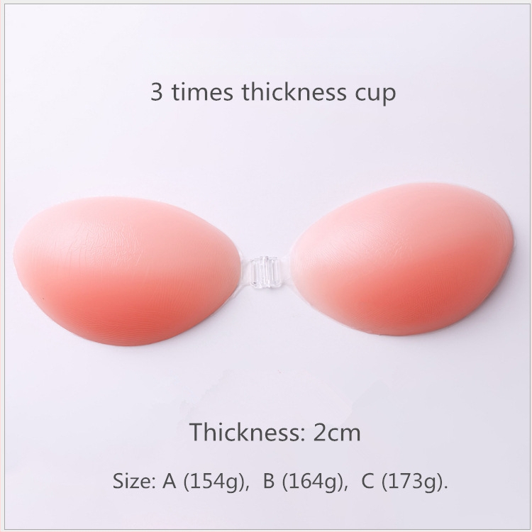 Silikona krūšturis bez plecu siksnām, ar 3/4 kausiem, plānas formētas kausi, priekšējā aizdare