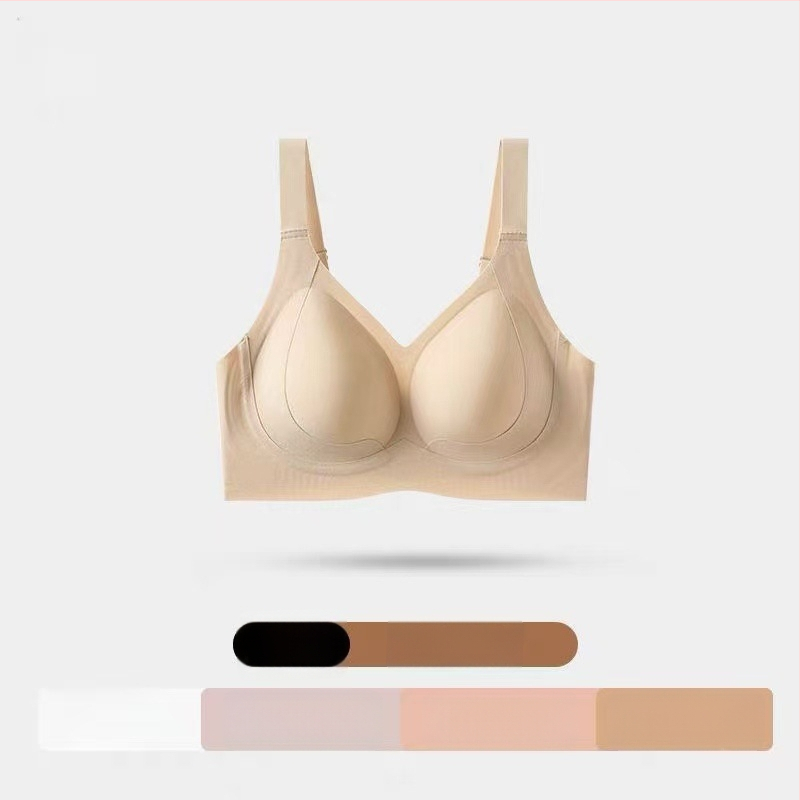 Láthatatlan, varrás nélküli melltartó, teljes kosár, vékony formázott pohárból készült párna, fő anyag nylon, bélésmodal, acélkeret nélkül, hátul négy sor kampó-zár