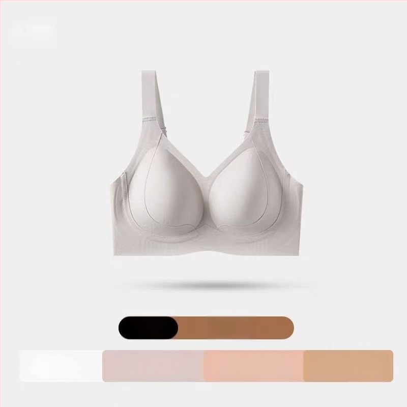 Láthatatlan, varrás nélküli melltartó, teljes kosár, vékony formázott pohárból készült párna, fő anyag nylon, bélésmodal, acélkeret nélkül, hátul négy sor kampó-zár