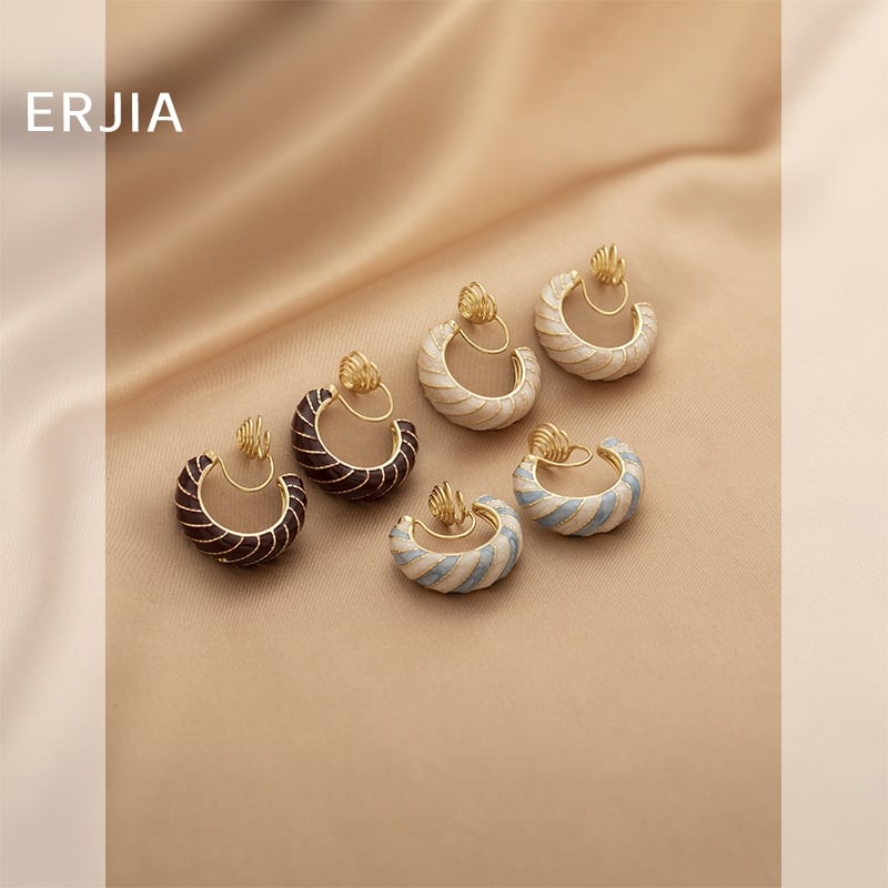 Geomeetrilised C-kujulised kõrvaklipsud, sulam, elektroplaaditud, naise kontoristiil, tootekood 2663