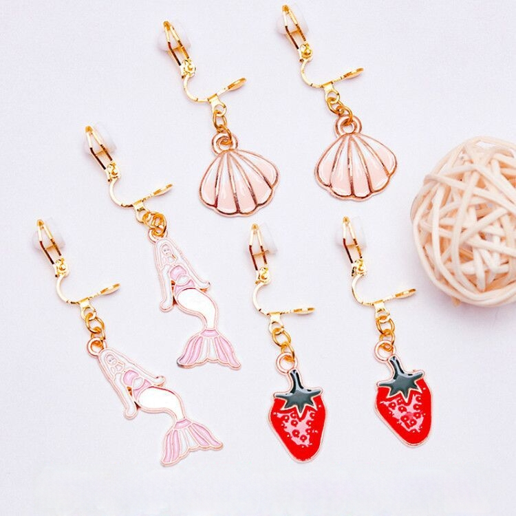 Korejos stiliaus ausų klipsai, animacinių gyvūnų dizainas, lydinys, elektroplatinavimas, atskirai supakuota