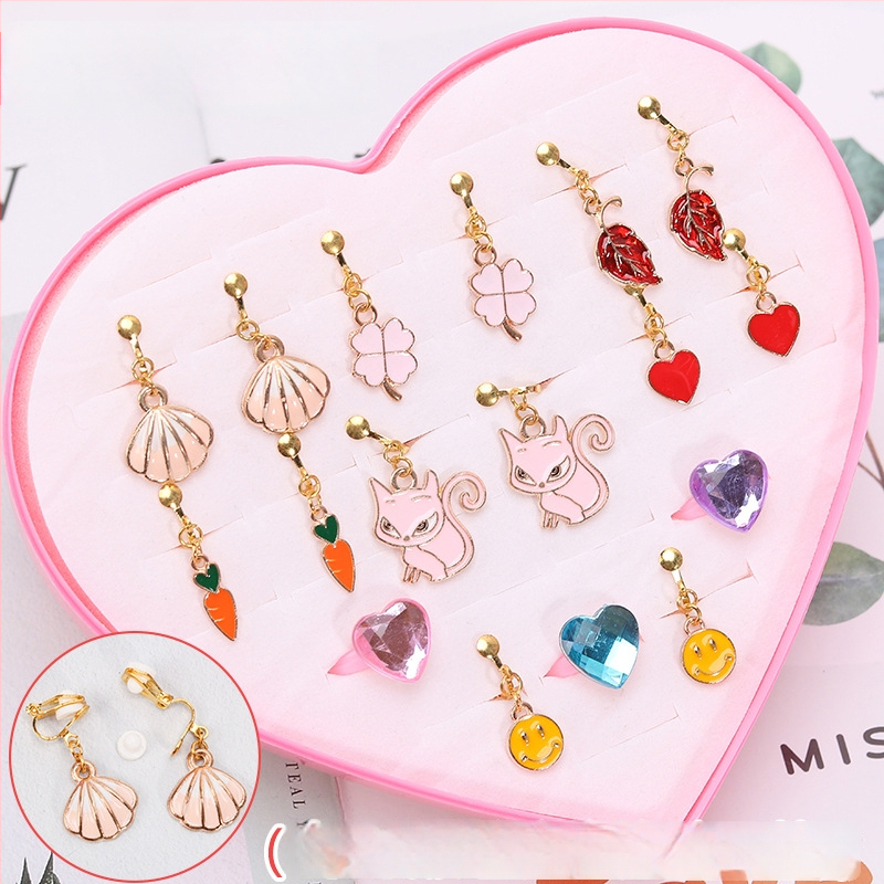 Korejos stiliaus ausų klipsai, animacinių gyvūnų dizainas, lydinys, elektroplatinavimas, atskirai supakuota