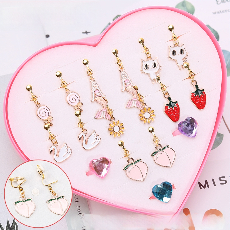 Korejos stiliaus ausų klipsai, animacinių gyvūnų dizainas, lydinys, elektroplatinavimas, atskirai supakuota