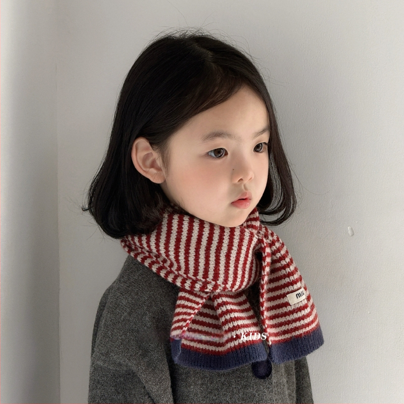 Παιδικό κασκόλ από μαλλί για τον χειμώνα, πλεγτό με τεχνολογία warp-knitting, με μοτίβο πλέγματος, unisex