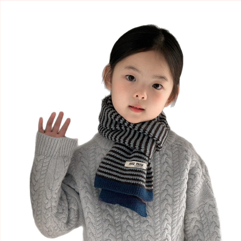 Παιδικό κασκόλ από μαλλί για τον χειμώνα, πλεγτό με τεχνολογία warp-knitting, με μοτίβο πλέγματος, unisex