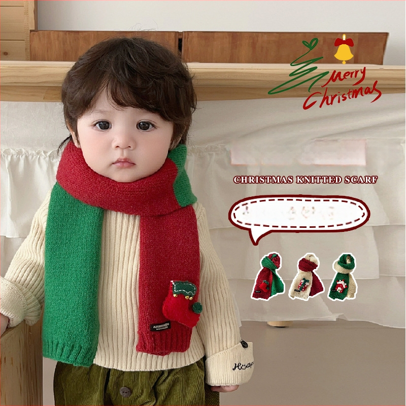 Dječji patchwork pleteni šal za vrat, unisex, topao zimski dodatak, model BJ* Stained House Patchwork Scarf