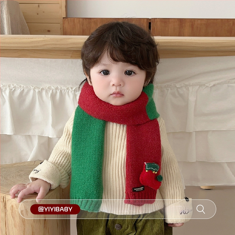 Dječji patchwork pleteni šal za vrat, unisex, topao zimski dodatak, model BJ* Stained House Patchwork Scarf