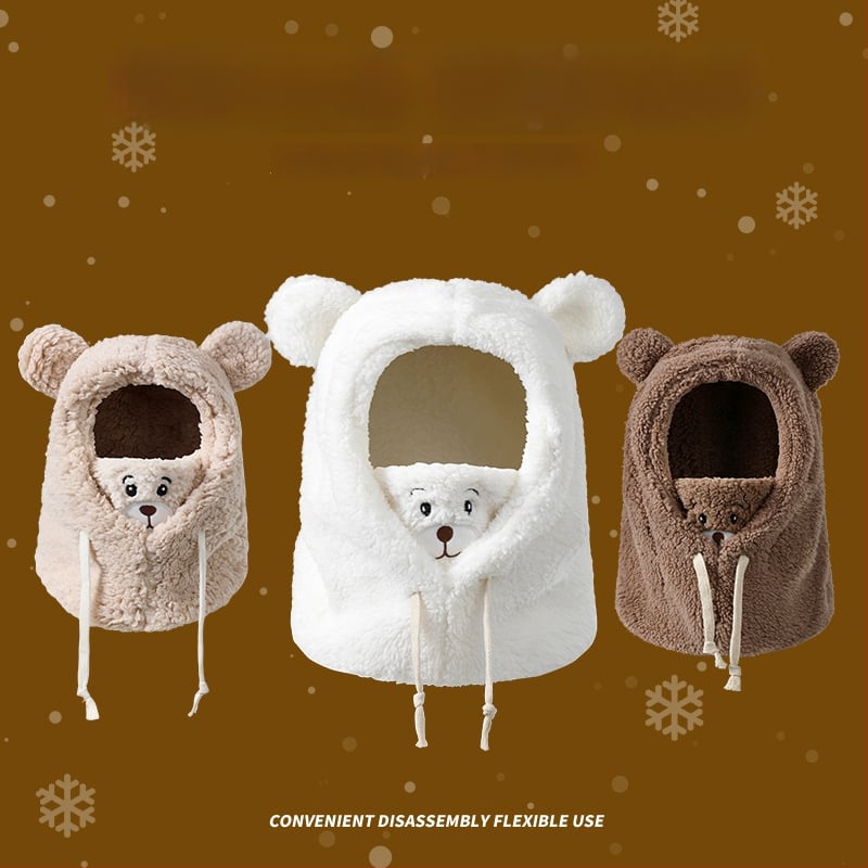 Интегрирана зимна шапка с протектор за шията, ветроустойчива и топла — полиестер над 96%, куполна горна част, за възраст над 10 години