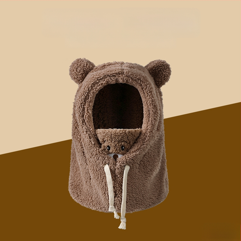 Интегрирана зимна шапка с протектор за шията, ветроустойчива и топла — полиестер над 96%, куполна горна част, за възраст над 10 години