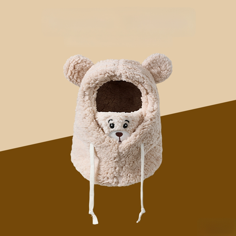 Интегрирана зимна шапка с протектор за шията, ветроустойчива и топла — полиестер над 96%, куполна горна част, за възраст над 10 години