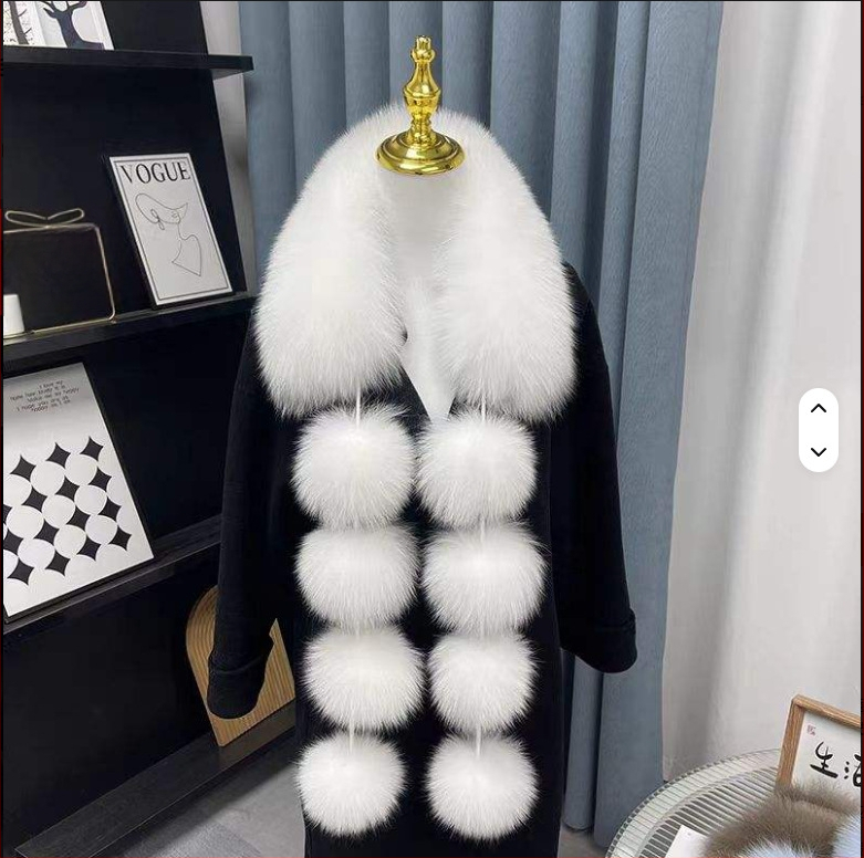 Ženski šal s kuglicom od umjetne lisice – zimska toplina, poliester tkanina, ručno izrađeno, bojano po pređi, porijeklo Yiwu, zima 2024