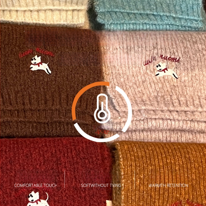 Unisex φουλάρι από μαλλί, Κορεάτικου στυλ με κέντημα, warp-πλέξιμο ζακάρ, διατηρεί τη ζέστη — Χειμώνας 2025