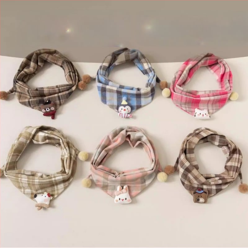 Παιδικό τρίγωνο φουλάρι από βαμβάκι, unisex, μοτίβο καρτούν, φθινοπωρινό–χειμερινό στυλ, κορεατικός σχεδιασμός.