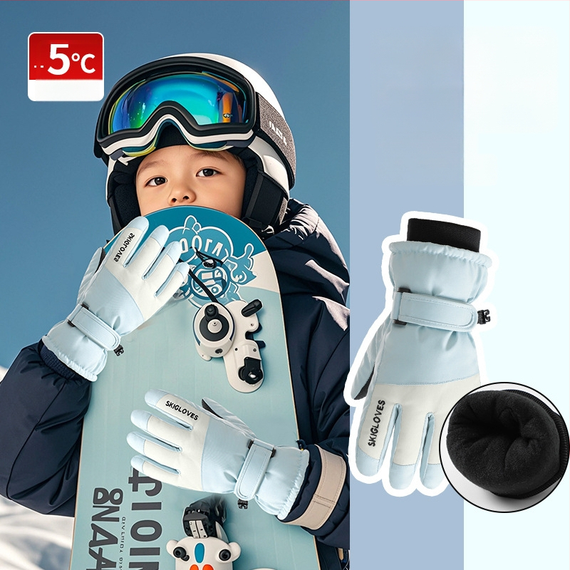 Παιδικά γάντια σκι – ζεστά, με δάχτυλα σε κορεατικό στυλ, από πολυεστέρα, για ηλικίες 8–12, χειμώνας