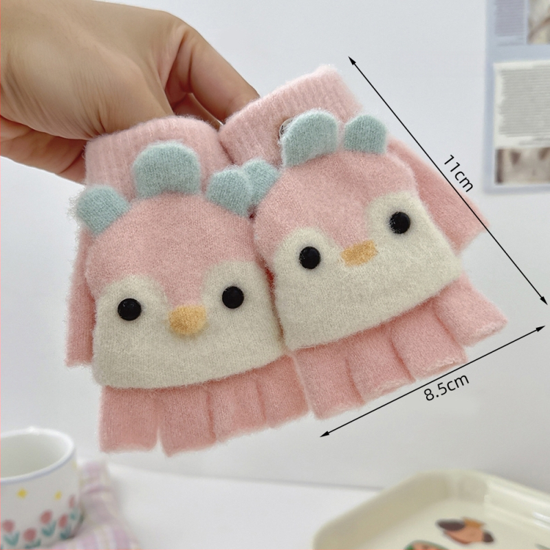 Βρεφικά γάντια από κρυσταλλικό βελούδο, ζεστά, με μισό δάχτυλο και αναδιπλούμενο καπάκι, Unisex