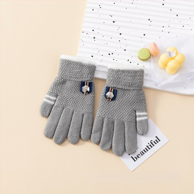 Παιδικά γάντια με καρτούν μοτίβο, Jacquard-πλεγμένα, με φλις επένδυση για ζεστασιά, για παιδιά 5–13 ετών