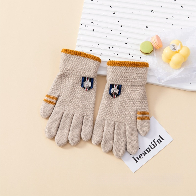 Παιδικά γάντια με καρτούν μοτίβο, Jacquard-πλεγμένα, με φλις επένδυση για ζεστασιά, για παιδιά 5–13 ετών