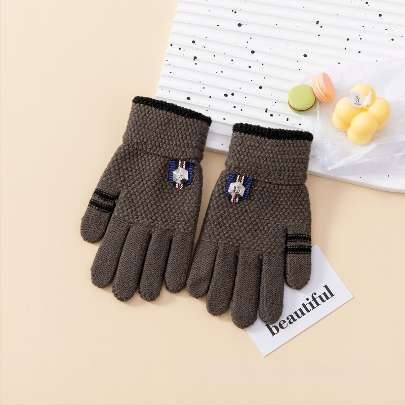 Παιδικά γάντια με καρτούν μοτίβο, Jacquard-πλεγμένα, με φλις επένδυση για ζεστασιά, για παιδιά 5–13 ετών