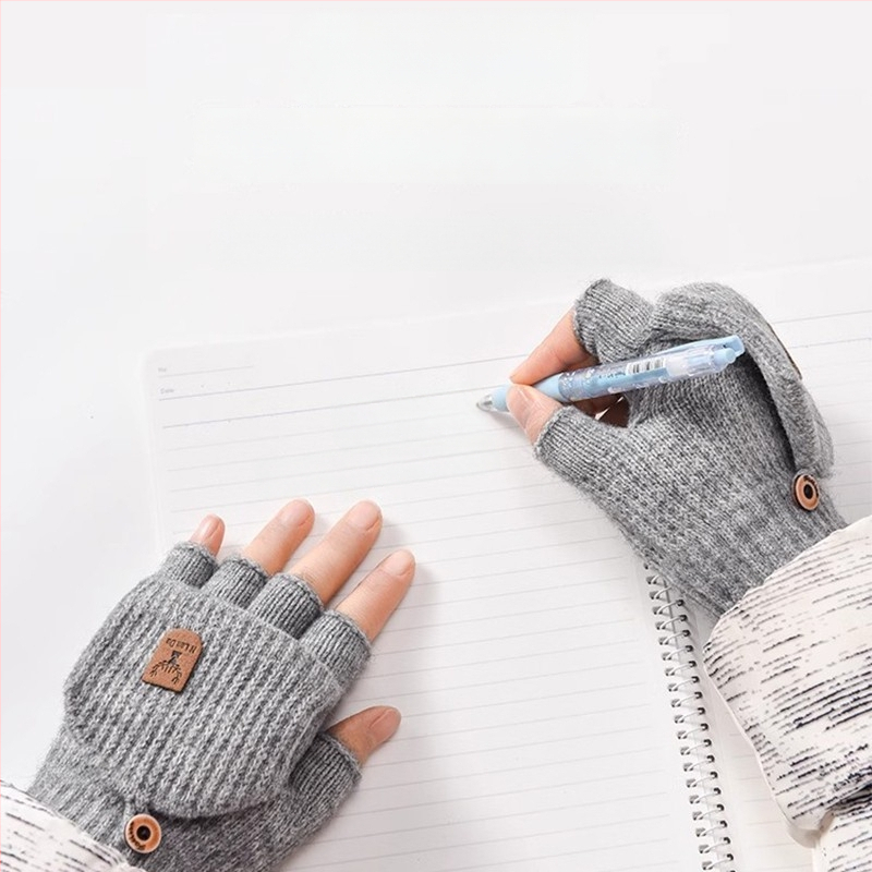 Παιδικά Πλεκτά Γάντια Με Μισό Δάχτυλο – Unisex, Χειμώνας, Ζεστά, Μονόχρωμο Σχέδιο