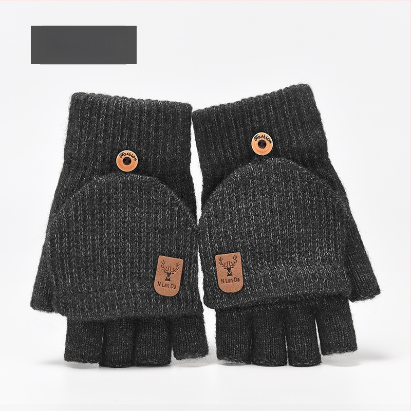 Παιδικά Πλεκτά Γάντια Με Μισό Δάχτυλο – Unisex, Χειμώνας, Ζεστά, Μονόχρωμο Σχέδιο