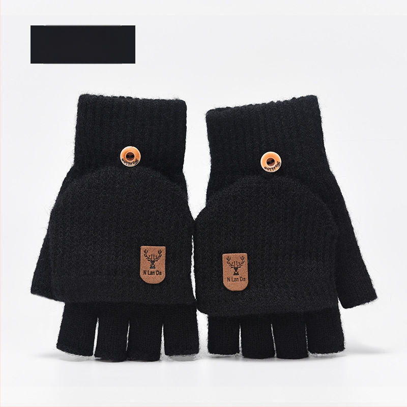 Παιδικά Πλεκτά Γάντια Με Μισό Δάχτυλο – Unisex, Χειμώνας, Ζεστά, Μονόχρωμο Σχέδιο