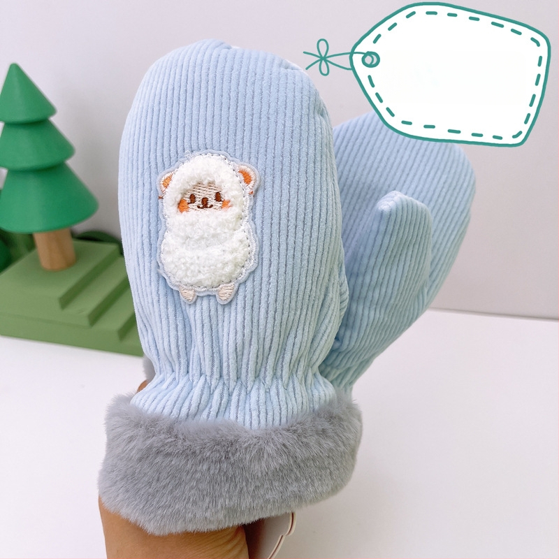 Παιδικά χειμερινά γάντια με κέντημα σε σχέδιο καρτούν, unisex, για εξωτερικές χρήσεις, ηλικίες 2–4 ετών