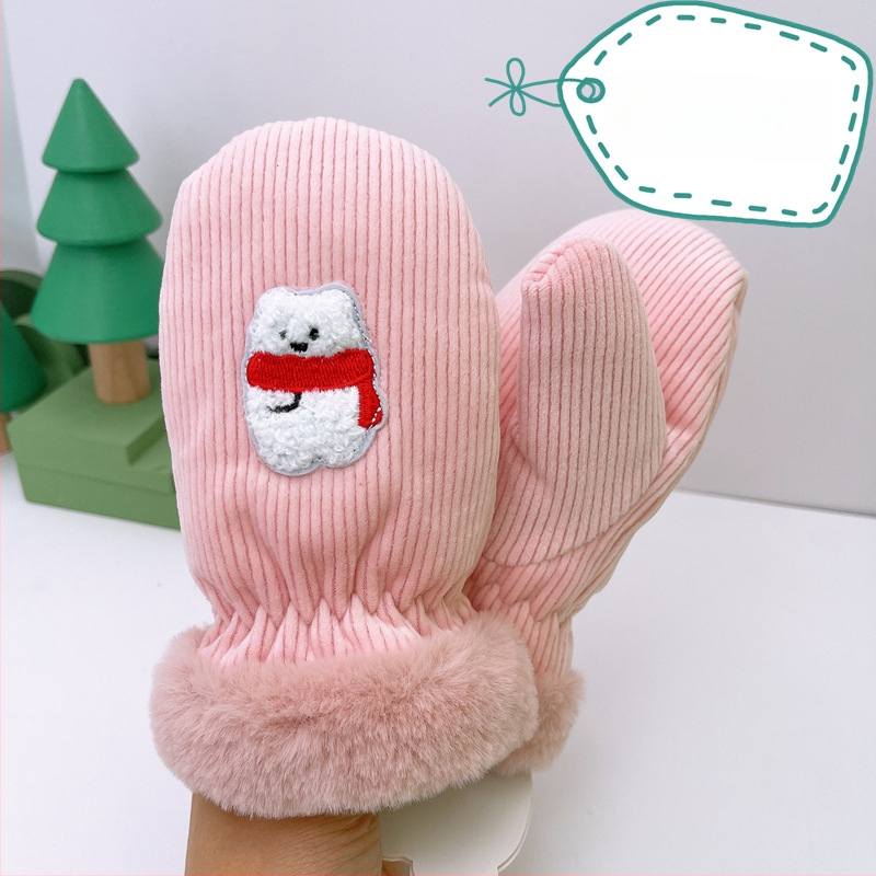 Παιδικά χειμερινά γάντια με κέντημα σε σχέδιο καρτούν, unisex, για εξωτερικές χρήσεις, ηλικίες 2–4 ετών