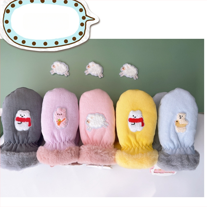 Παιδικά χειμερινά γάντια με κέντημα σε σχέδιο καρτούν, unisex, για εξωτερικές χρήσεις, ηλικίες 2–4 ετών