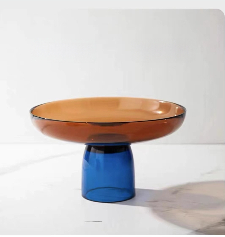 Стъклена чиния за плодове, модерен минималистичен стил, прост стил, първокласно качество.