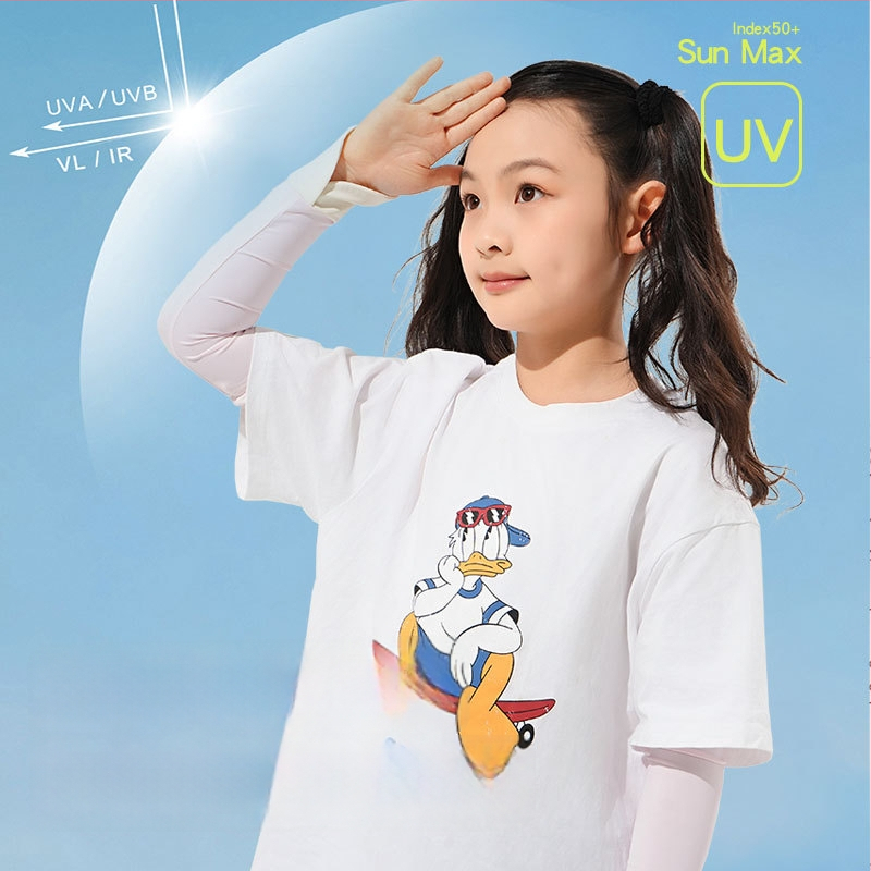 Bērnu UV aizsargrokas - Cartoon lācis, universāls, neilons Ice Silk, vecums 8–13, vasara pavasaris