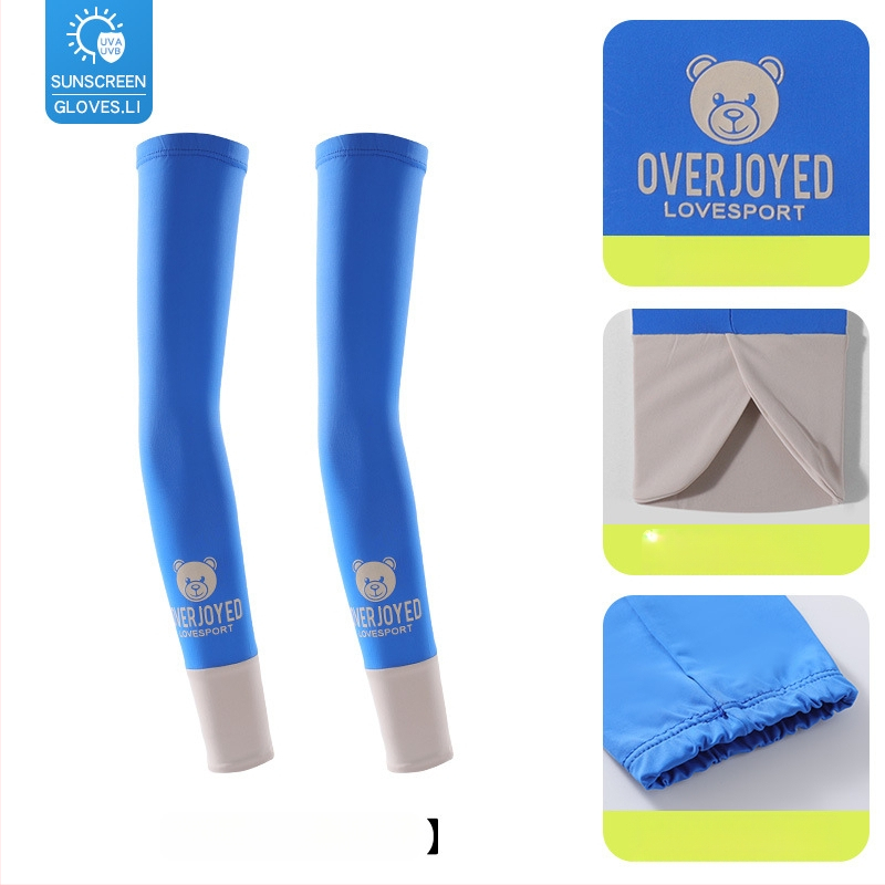 Bērnu UV aizsargrokas - Cartoon lācis, universāls, neilons Ice Silk, vecums 8–13, vasara pavasaris