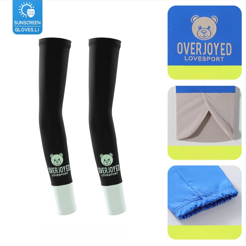 Bērnu UV aizsargrokas - Cartoon lācis, universāls, neilons Ice Silk, vecums 8–13, vasara pavasaris