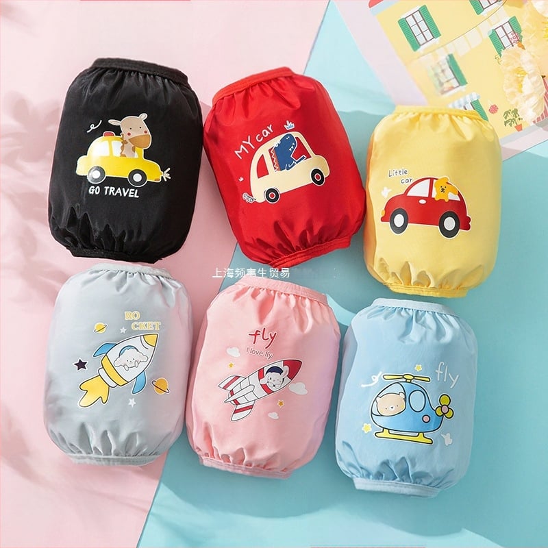 Προστατευτικές μανσέτες για βρέφη 0–3 ετών, αδιάβροχες και ανθεκτικές στο λάδι, ύφασμα tarpaulin, καρτούν κοντό σχέδιο