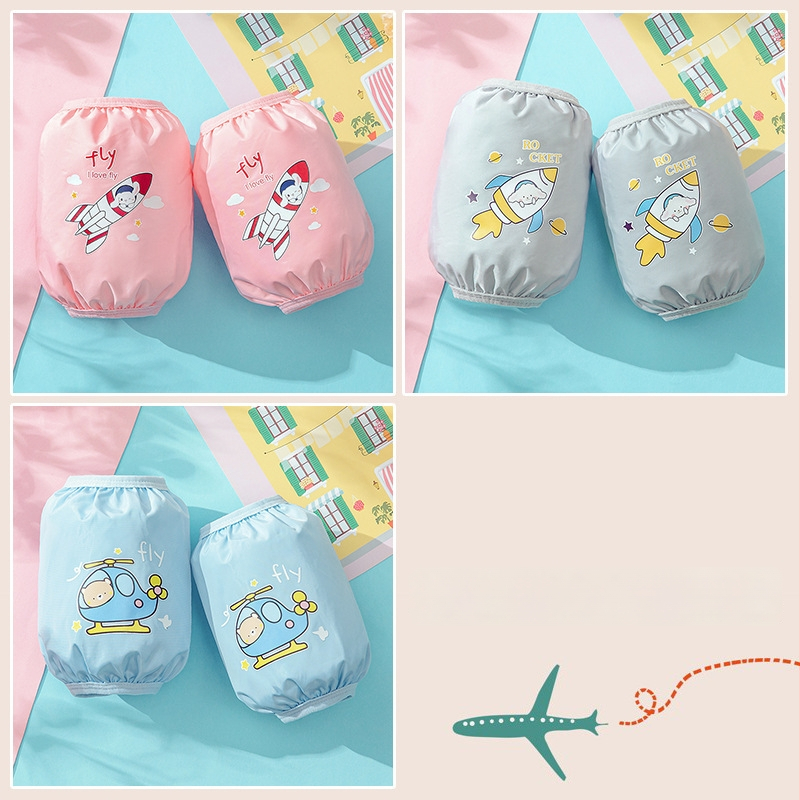 Προστατευτικές μανσέτες για βρέφη 0–3 ετών, αδιάβροχες και ανθεκτικές στο λάδι, ύφασμα tarpaulin, καρτούν κοντό σχέδιο