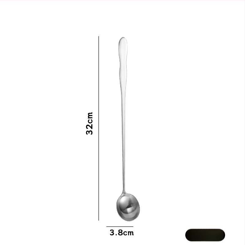 Κουτάλι από ανοξείδωτο ατσάλι με μακριά λαβή, μοντέρνος και απλός σχεδιασμός, μονόχρωμη επιφάνεια, φινίρισμα καθρέπτης — Yi Kitchen