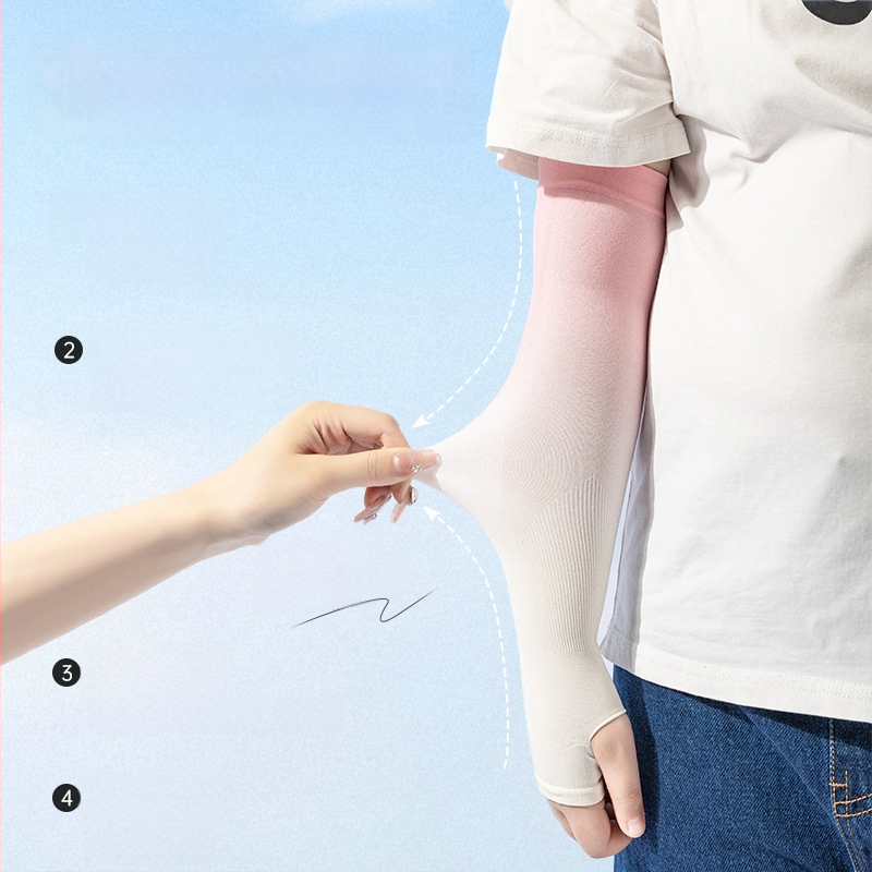 Dječje rukave za UV zaštitu s dizajnom otvorima za prste, najlonska tkanina, sadržaj najlona 80–90%, gustoća 28–34 g/m²