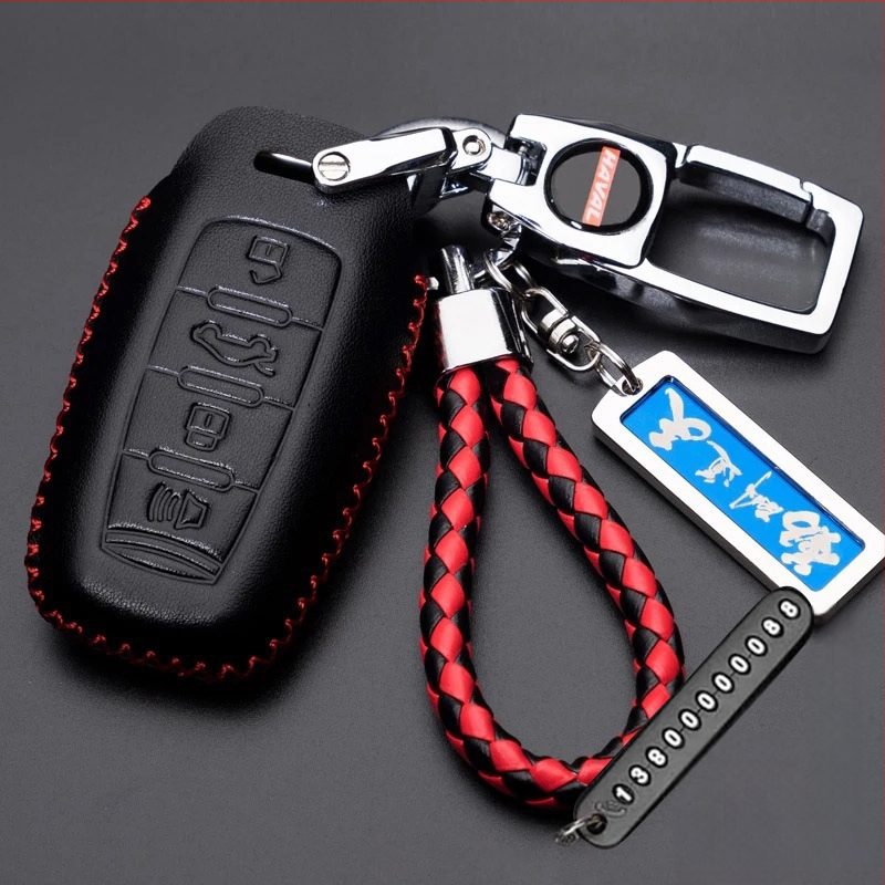 Capă de cheie auto pentru Haval H6/H2/H7/H8/H9/H5/M6 — piele de vită, stil retro (material: piele de vită; stil: retro; compatibilitate: H6/H2/H7/H8/H9/H5/M6)
