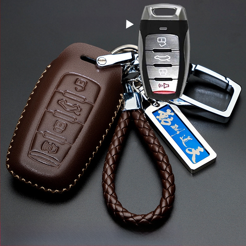 Capă de cheie auto pentru Haval H6/H2/H7/H8/H9/H5/M6 — piele de vită, stil retro (material: piele de vită; stil: retro; compatibilitate: H6/H2/H7/H8/H9/H5/M6)