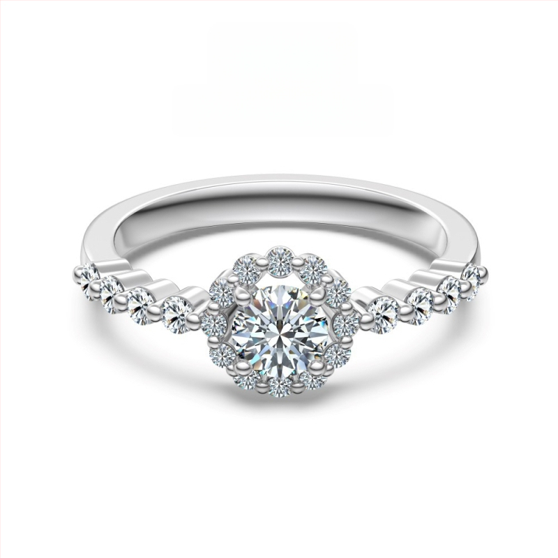 Moissanīts gredzens, 925 sudrabs, ģeometrisks dizains ar sirds‑ūdens pilienu motīvu, sievietēm viegls luksuss