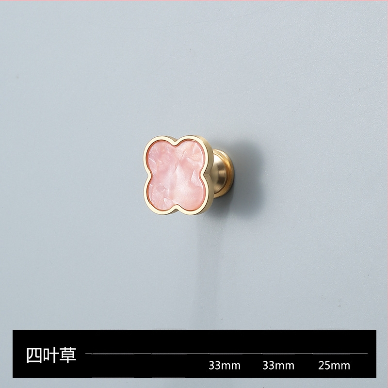 Skapja un garderobes durvju rokturis - Four-leaf Clover modelis, cinka sakausējums, elektroplatēšana, viegls luksusa stils