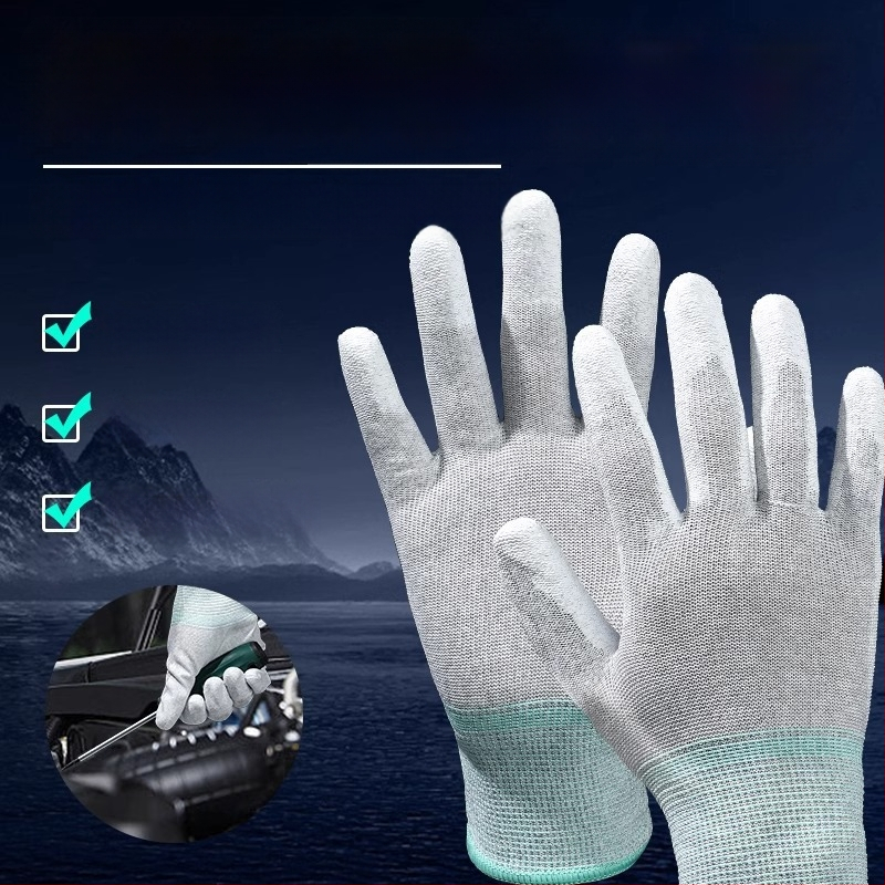 Karbona šķiedras darba cimdi ar pirksta un delnas pārklājumu, saderīgi ar skārienekrānu, elpojoši, nodilumizturīgi, ar pretslīdes īpašībām