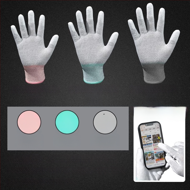 Karbona šķiedras darba cimdi ar pirksta un delnas pārklājumu, saderīgi ar skārienekrānu, elpojoši, nodilumizturīgi, ar pretslīdes īpašībām