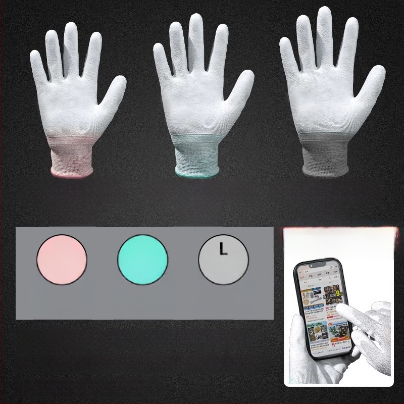 Karbona šķiedras darba cimdi ar pirksta un delnas pārklājumu, saderīgi ar skārienekrānu, elpojoši, nodilumizturīgi, ar pretslīdes īpašībām